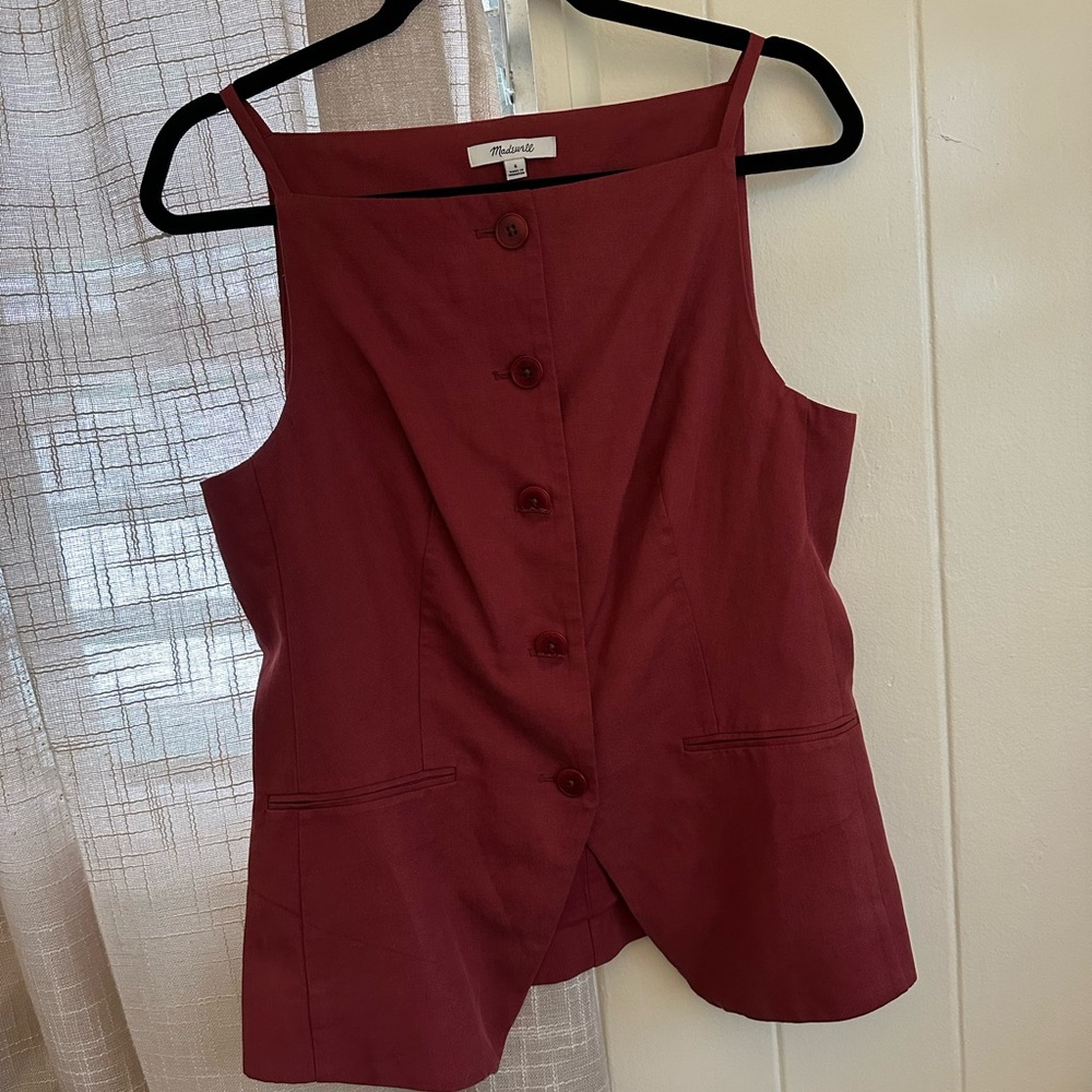Madewell Burgundy Button-Down Top